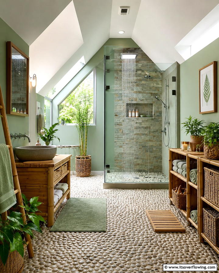 Nature Inspired Bathroom Oasis - 30 Attic Bathroom Ideas for Space-Saving Luxury