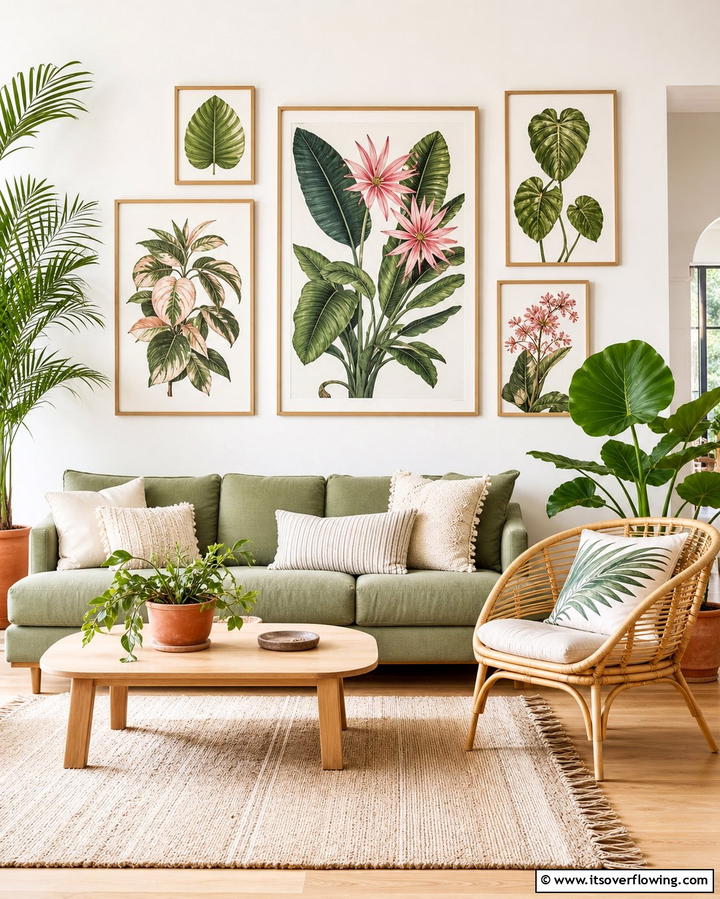 Nature Inspired Botanical Prints - 30 Living Room Wall Decor Ideas to Elevate Your Space