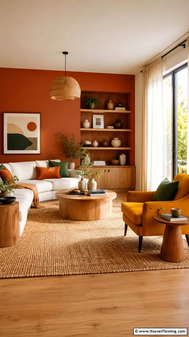 Nature Inspired Color Blocks - 30 Cozy Fall Living Room Ideas to Embrace Autumn Vibes