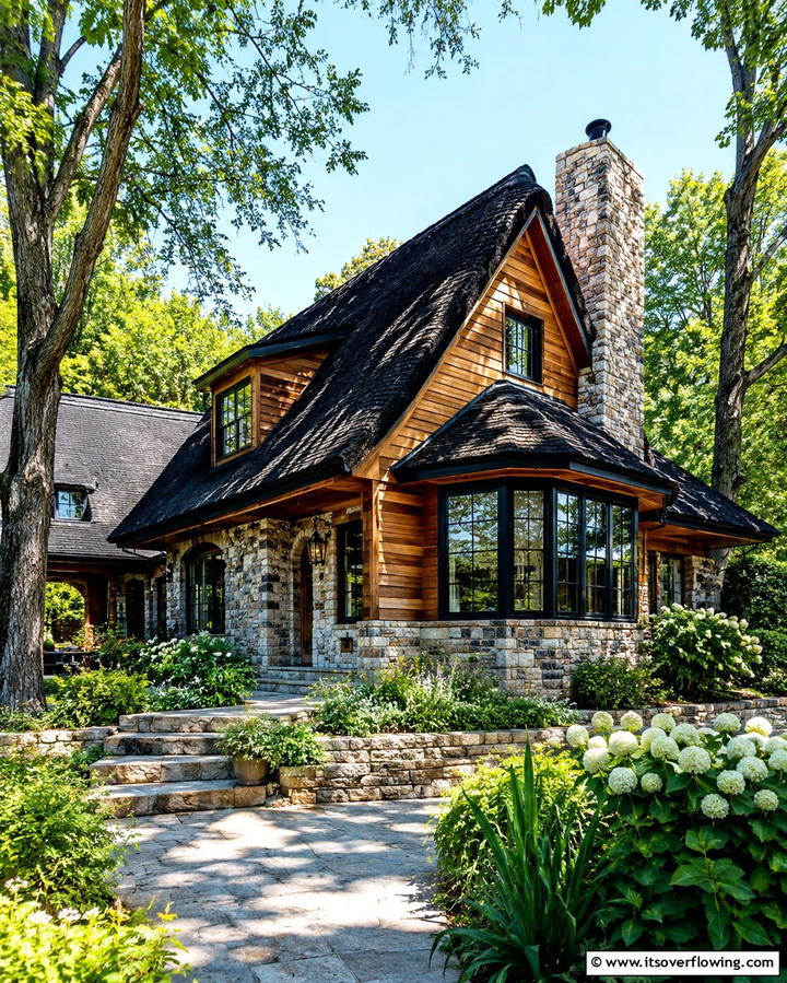 Nature Inspired Cottage - 30 Houses with Black Roofs- Modern Exterior Design Inspiration