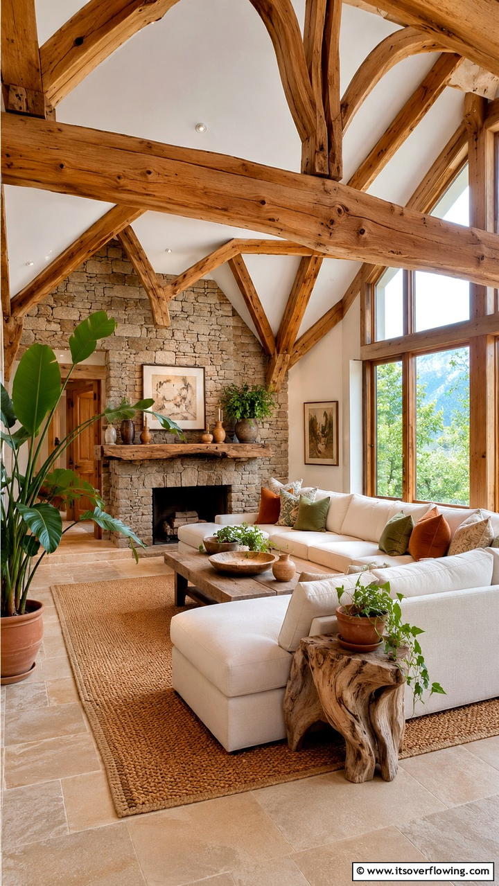 Nature Inspired Decor - 30 Exposed Beam Living Room Ideas for Rustic Charm