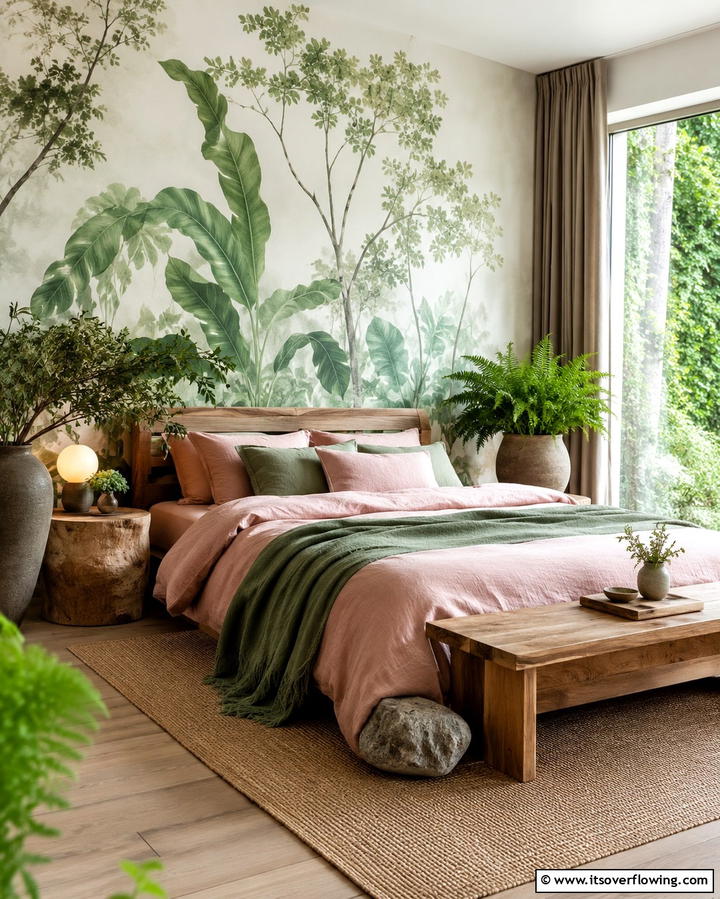 Nature Inspired Decor - 25 Pink and Green Bedroom Ideas for a Fresh Look