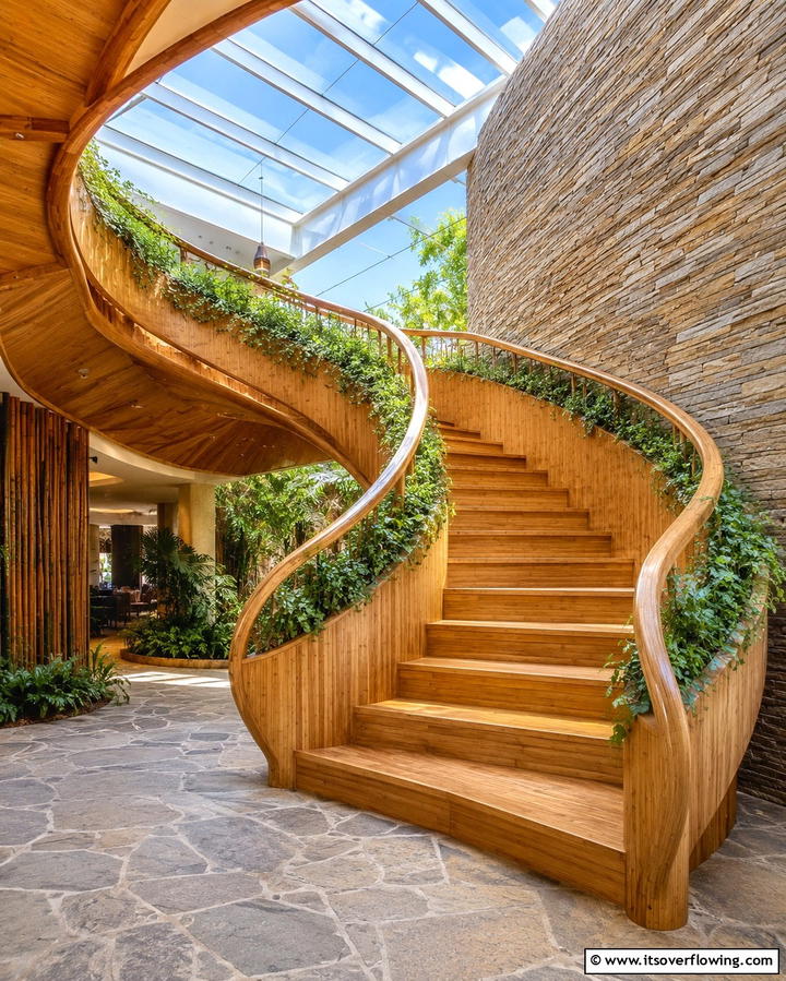 Nature Inspired Designs - 30 Elegant Curved Staircase Designs to Elevate Your Home’s Style