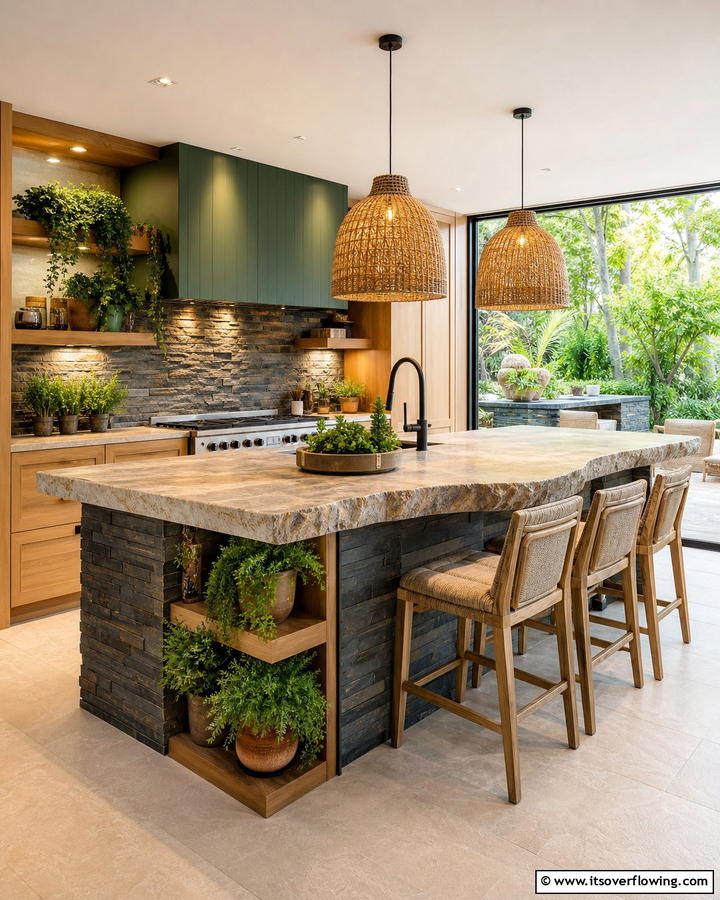 Nature Inspired Elements - 30 Kitchen Island Decor Ideas for Stylish Functionality