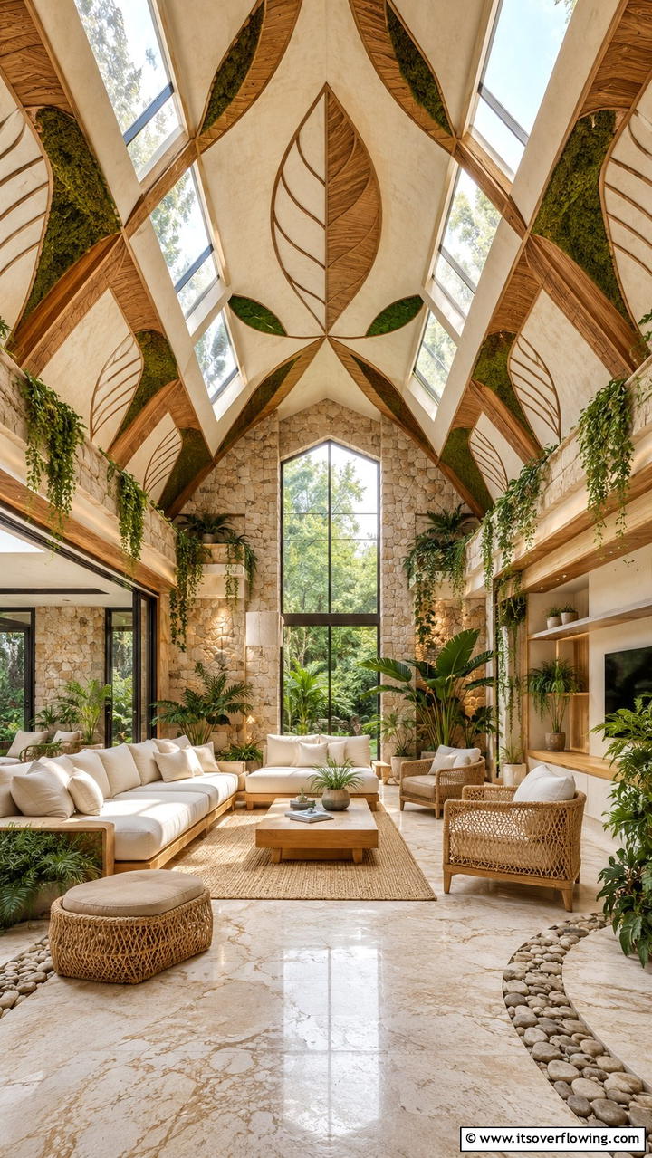 Nature Inspired Elements - 21 Dramatic Vaulted Ceiling Ideas to Enhance Living Spaces
