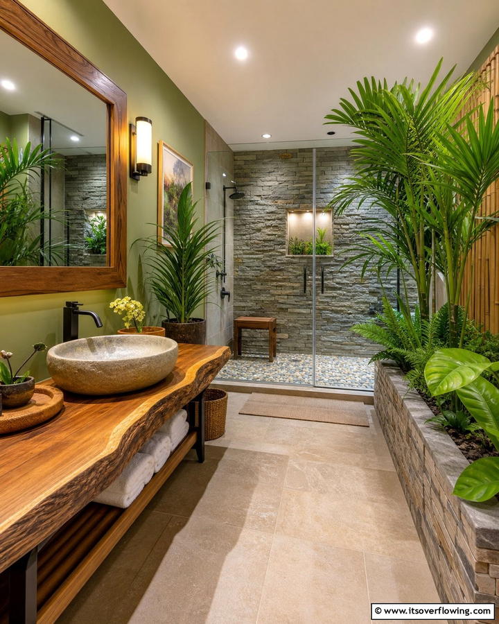 Nature Inspired Elements - 21 Modern Bathroom Ideas for a Luxurious Spa Experience