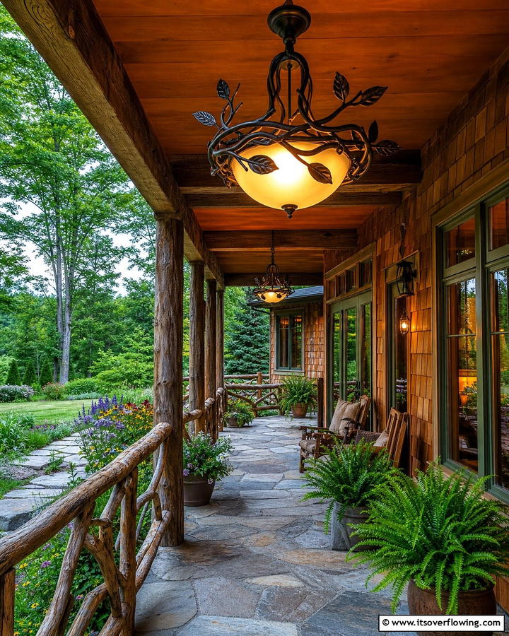 Nature Inspired Fixtures - 30 Inviting Front Porch Lighting Ideas for Curb Appeal