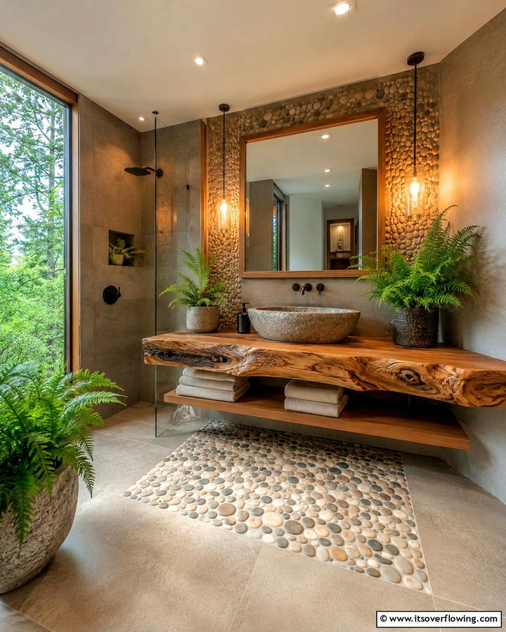 Nature Inspired Floating Vanity - 25 Floating Vanity Bathroom Ideas for a Modern and Sleek Look