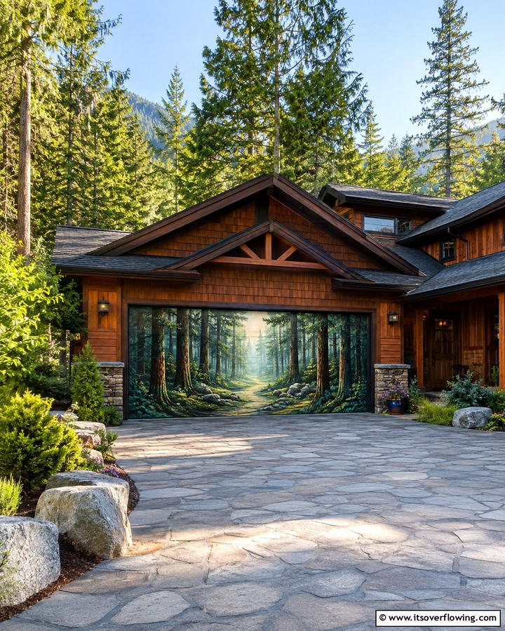 Nature Inspired Forest Mural - 30 Garage Door Mural Ideas for Creative Curb Appeal