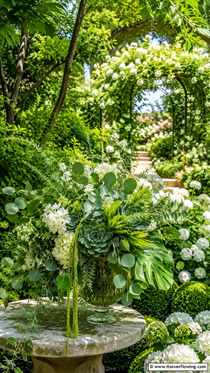 Nature Inspired Green Bouquets - 30 Emerald Green Wedding Ideas for Luxurious Celebrations