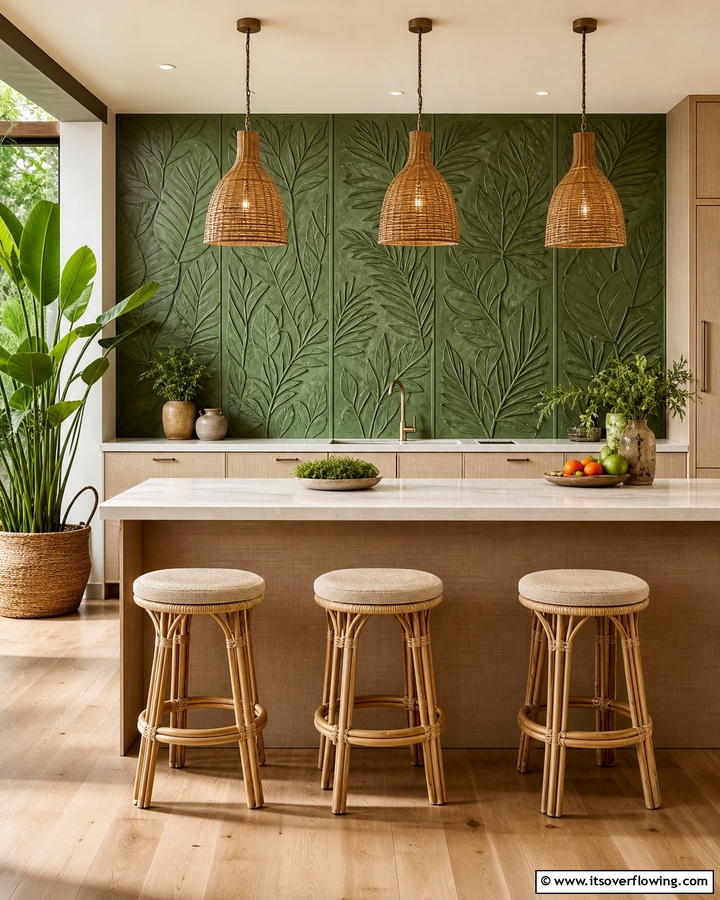 Nature Inspired Green Panels - 21 Kitchen Island Back Panel Ideas for Modern Designs