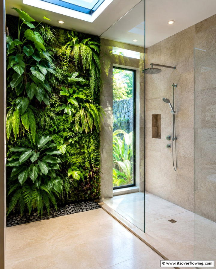 Nature Inspired Green Wall - 30 Stunning Bathroom Wall Ideas to Elevate Your Space