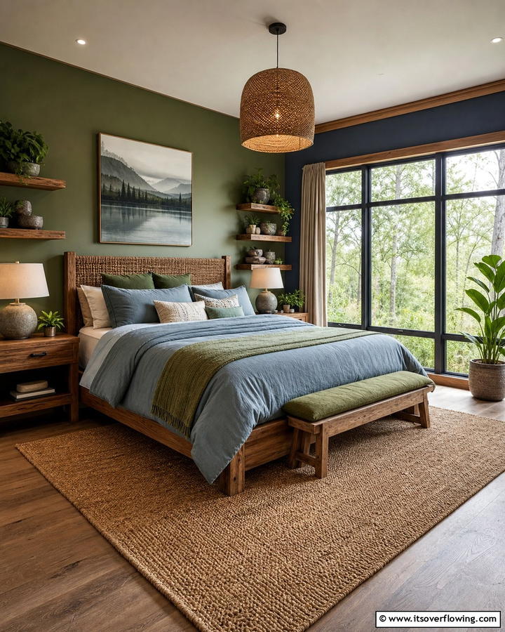 Nature Inspired Green and Blue Palette - 20 Blue and Green Bedroom Ideas- Calming Color Schemes