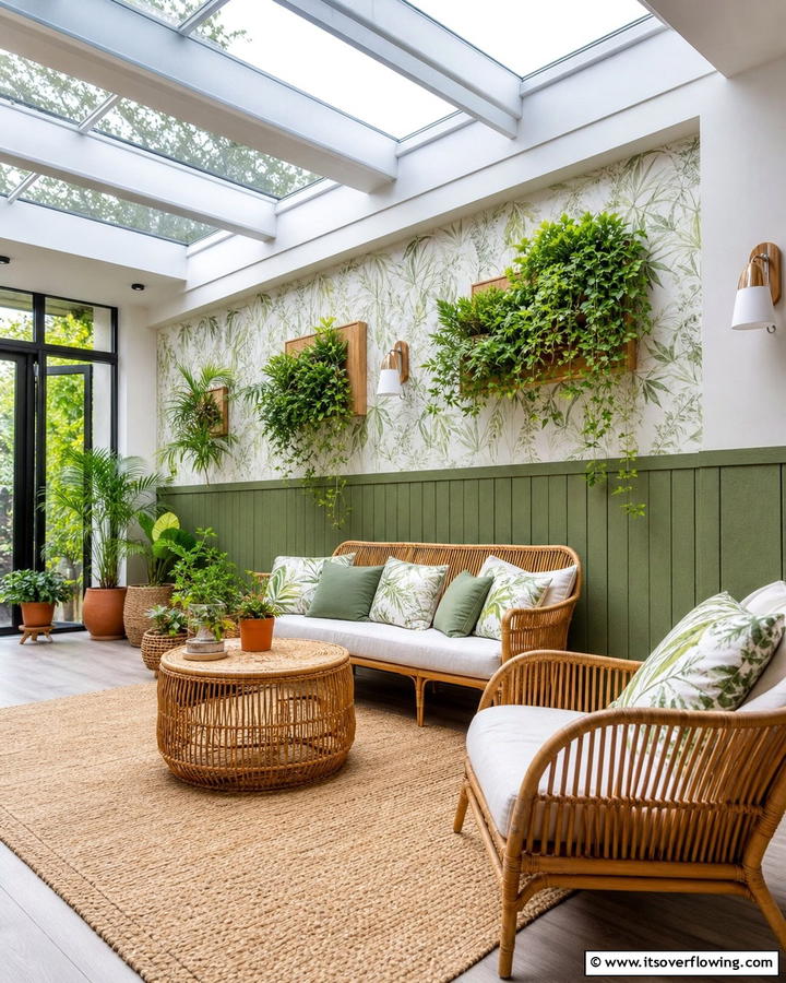 Nature Inspired Greenery - 21 Half Wall Paneling Ideas for Modern Home Organizing