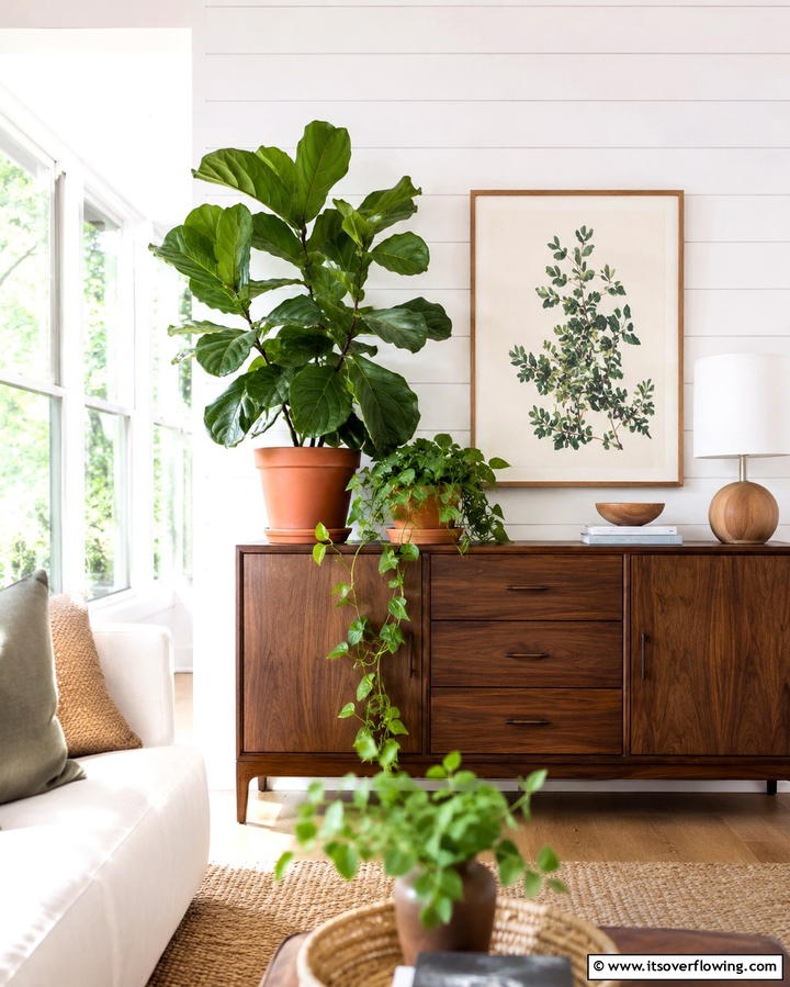 Nature Inspired Greenery - 25 Sideboard Decor Ideas to Enhance Your Living Space
