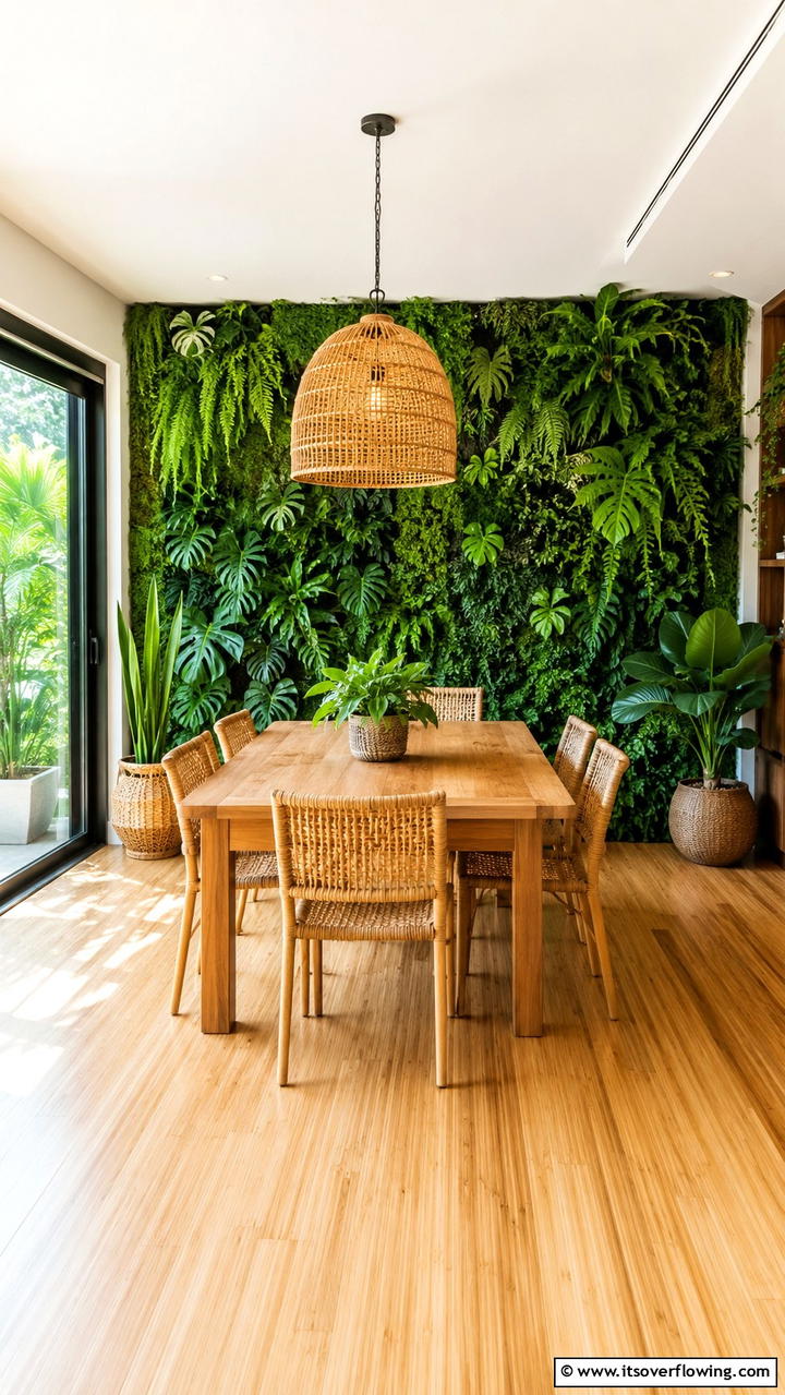 Nature Inspired Greenery - 30 Dining Room Accent Wall Ideas for Bold Style