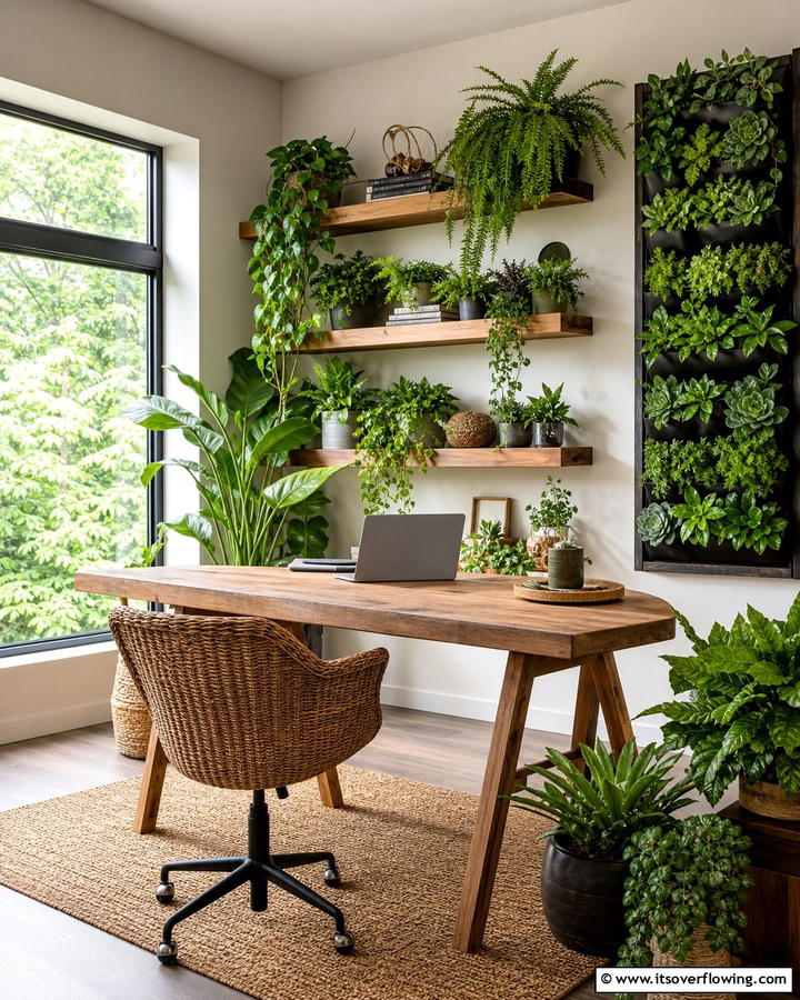 Nature Inspired Greenery - 20 Home Office Background Ideas for Professional Vibes