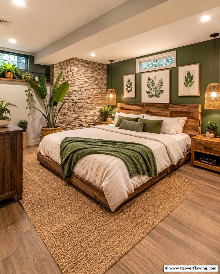Nature Inspired Haven - 25 Basement Bedroom Ideas for Cozy and Functional Spaces