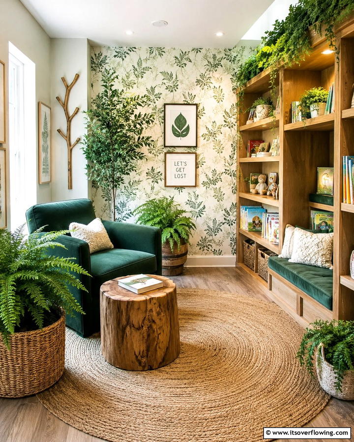 Nature Inspired Hideaway - 30 Kids Reading Nook Ideas- Cozy Spaces for Young Readers