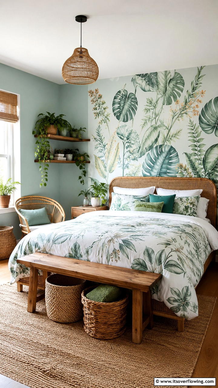 Nature Inspired Motifs - 30 Duck Egg Blue Bedroom Ideas for Serene Spaces