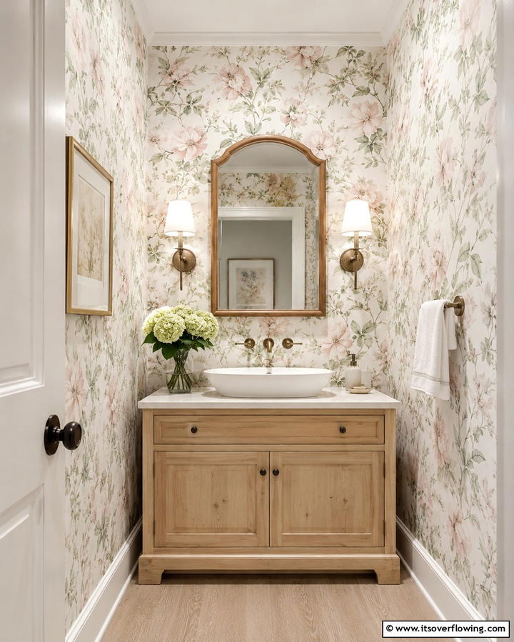 Nature Inspired MotifsOne - 25 Powder Room Wallpaper Ideas to Elevate Your Space