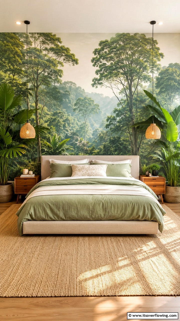 Nature Inspired Murals - 30 Bedroom Accent Wall Ideas to Transform Your Space