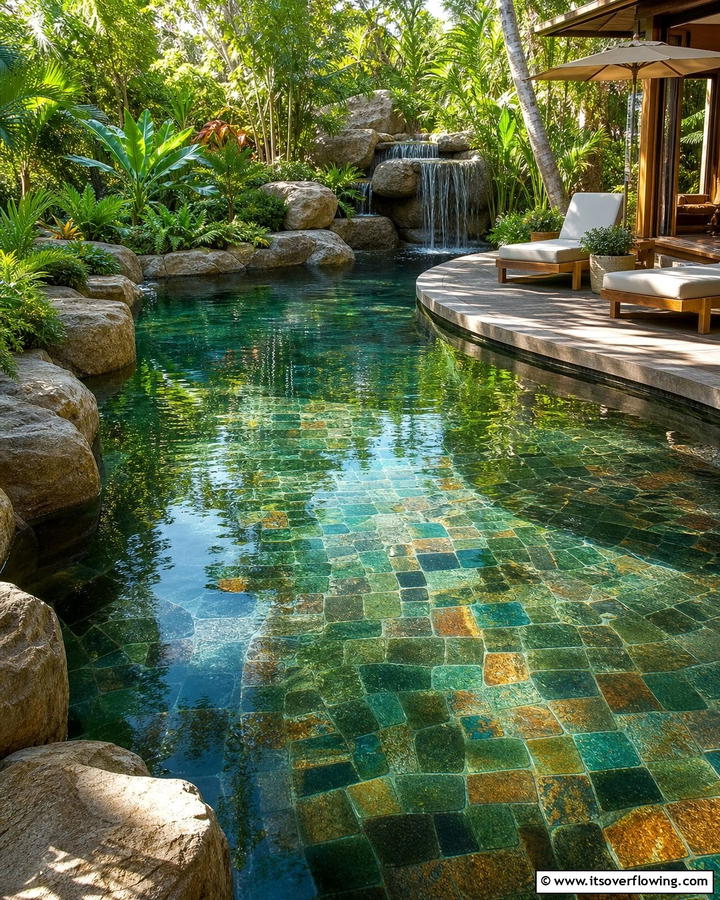 Nature Inspired Niche - 21 Pool Tile Designs to Refresh Your Swimming Area Style