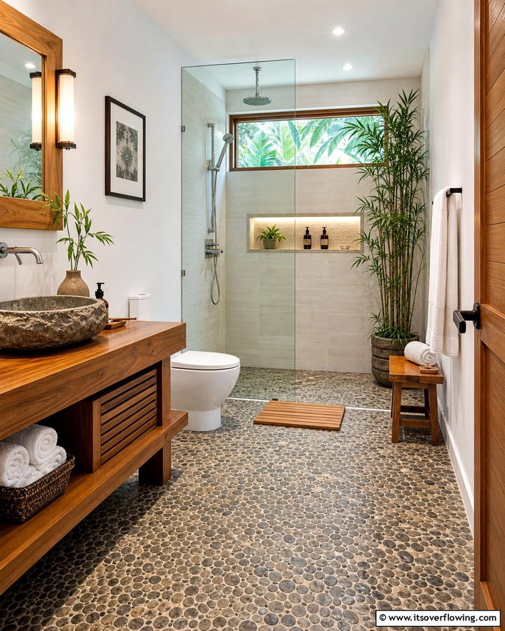 Nature Inspired Pebble Mosaics - 25 Bathroom Mosaic Floor Tile Ideas for Unique Style