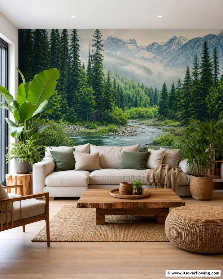 Nature Inspired Scenes - 21 Living Room Wallpaper Ideas to Refresh Your Decor