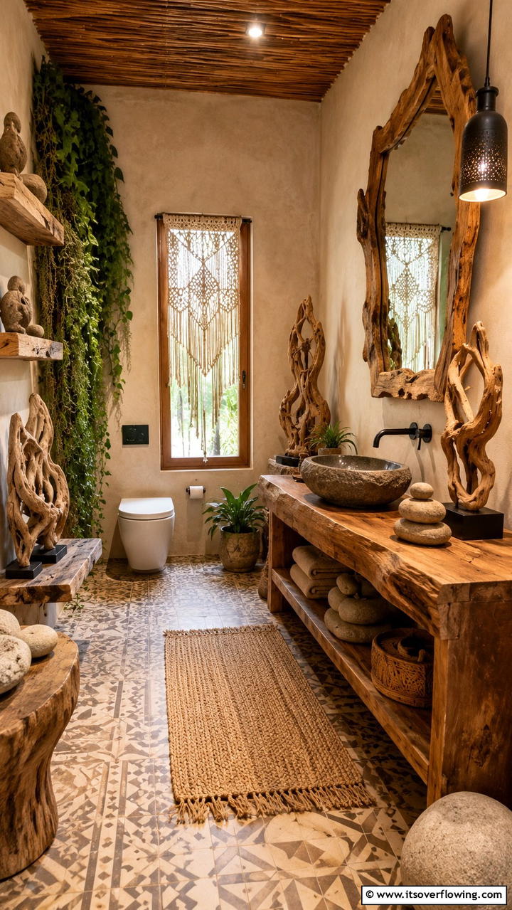 Nature Inspired Sculptures - 30 Boho Bathroom Ideas for Relaxed, Global-Inspired Style