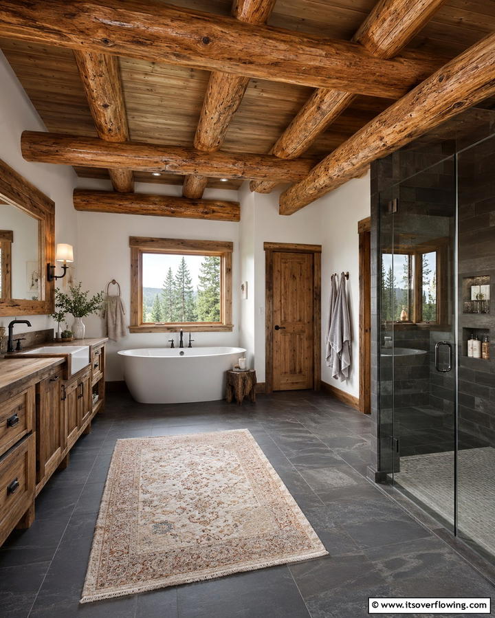 Nature Inspired Shower Tiles - 25 Log Cabin Bathroom Ideas for a Rustic and Relaxing Retreat