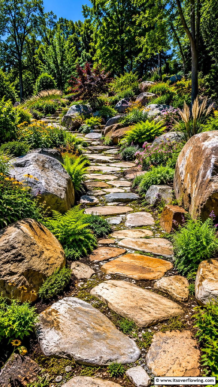 Nature Inspired Stone Trail - 30 Stunning Garden Path Ideas to Guide Your Landscape