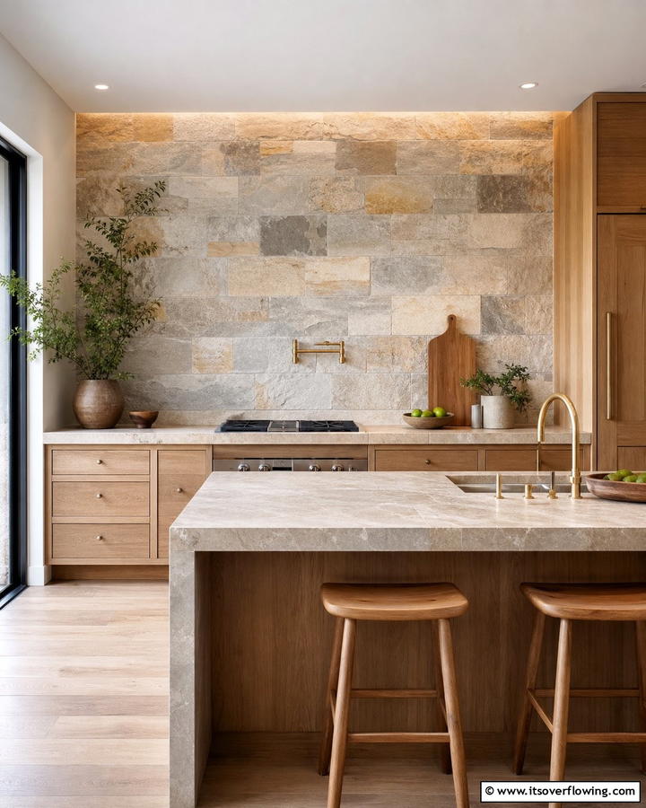 Nature Inspired Stone - 30 Kitchen Splashback Ideas for Chic and Practical Walls