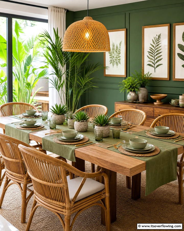 Nature Inspired Table Settings - 21 Green Dining Room Ideas to Refresh Your Dining Space