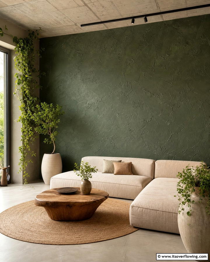 Nature Inspired Texture - 21 Dark Green Accent Wall Ideas for Dramatic Interiors