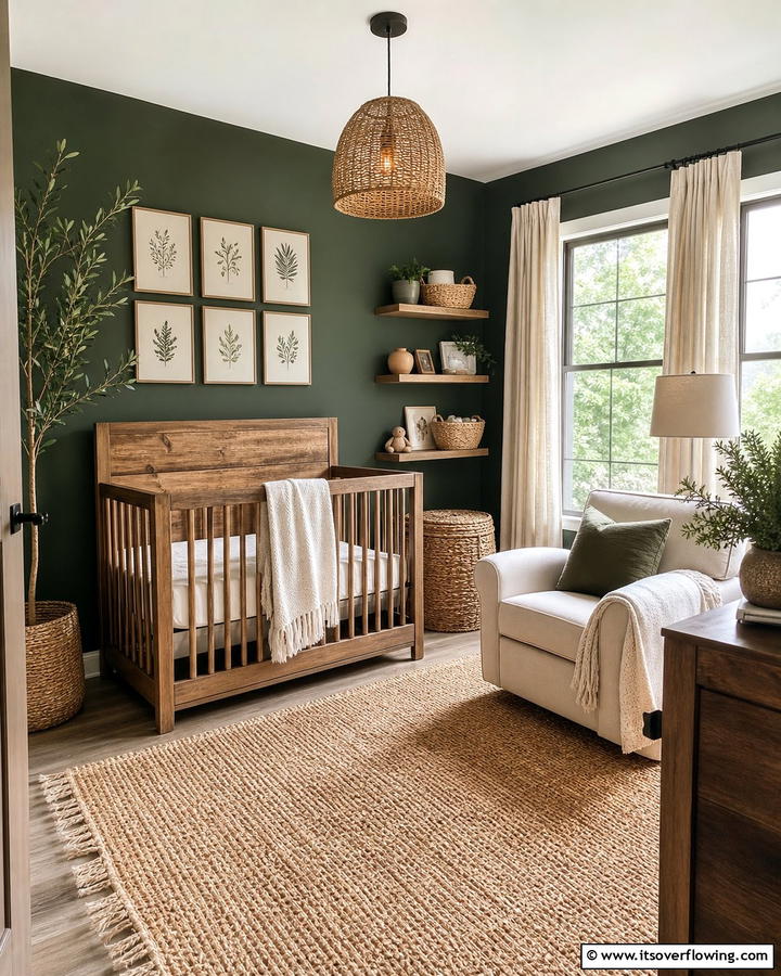 Nature Inspired Textures - 20 Dark Green Nursery Ideas for a Calming Space