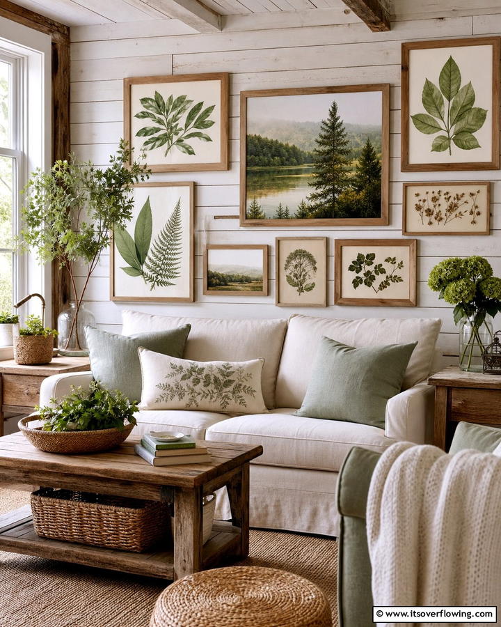 Nature Inspired Wall Art - 21 Rustic Living Room Ideas for Cozy Natural Interior Designs