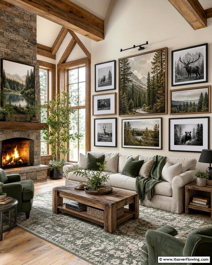 Nature Inspired Wall Art - 20 Cabin Living Room Ideas for Cozy Comfort