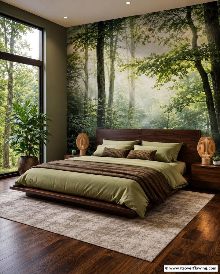 Nature Inspired Wall Murals - 25 Green and Brown Bedroom Ideas for Earthy Vibes