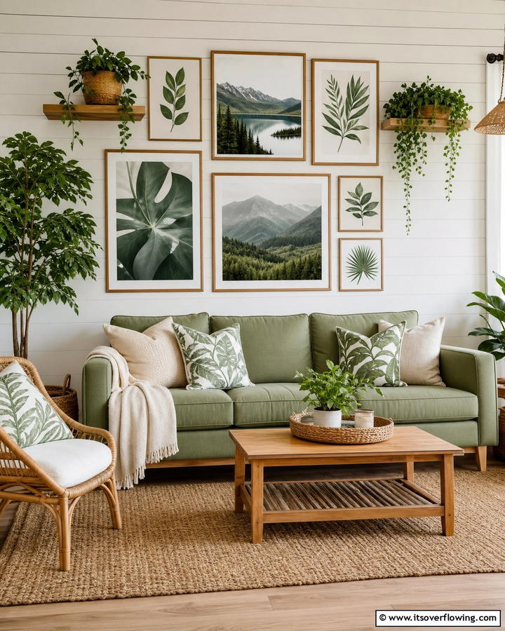 Nature Inspired Wall - 21 Gallery Wall Ideas to Display Art and Memories