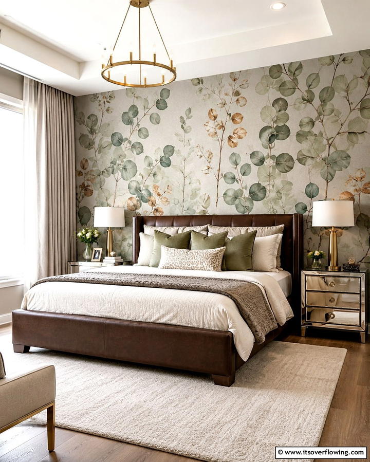 Nature Inspired Wallpaper - 25 Green and Brown Bedroom Ideas for Earthy Vibes