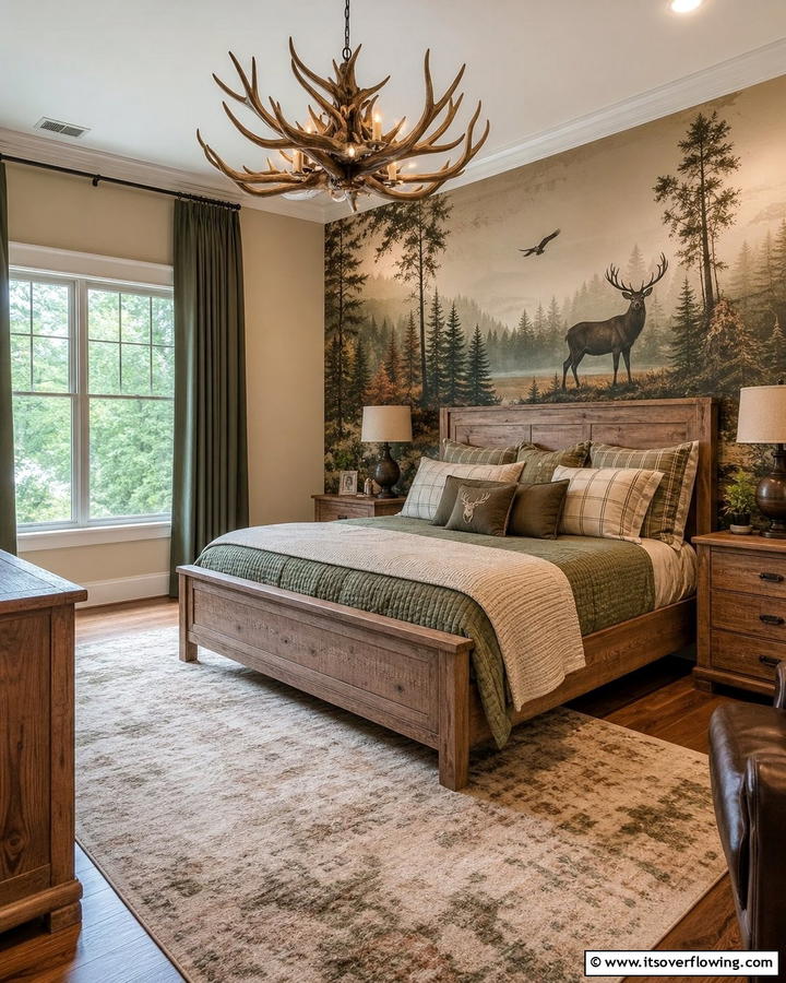 Nature Inspired Wallpaper - 20 Hunting Bedroom Ideas for a Rustic Retreat