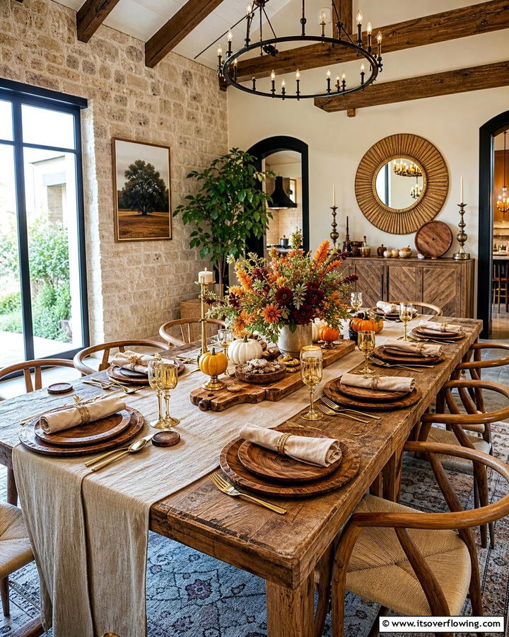 Nature Inspired Wooden Accents - 21 Festive Thanksgiving Table Decor Ideas for Family Gatherings