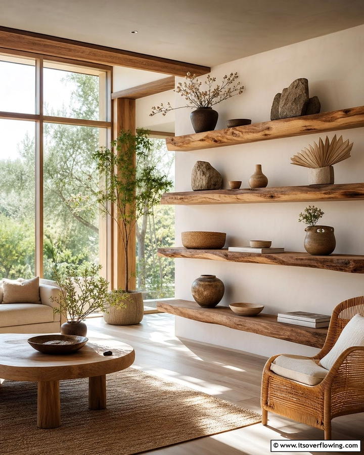 Nature Inspired Wooden Shelves - 21 Shelf Decor Ideas to Organize and Elevate Your Spaces