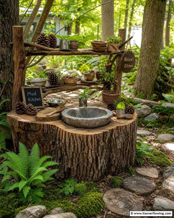 Nature Themed Mud Kitchen - 20 Mud Kitchen Ideas for Outdoor Fun with Kids