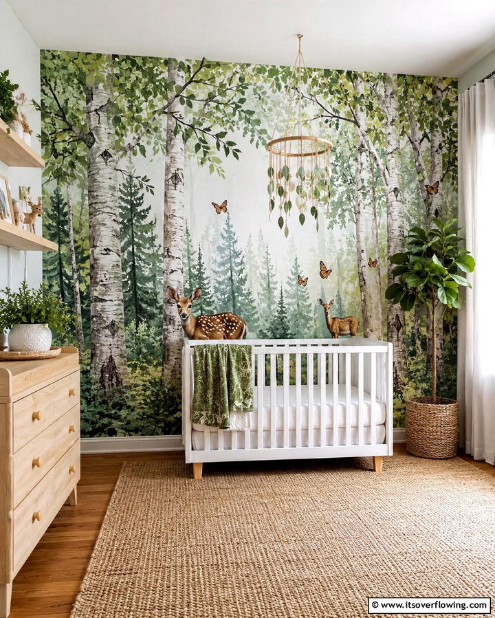 Natures Forest Mural - 30 Nursery Accent Wall Ideas for a Charming Baby Room