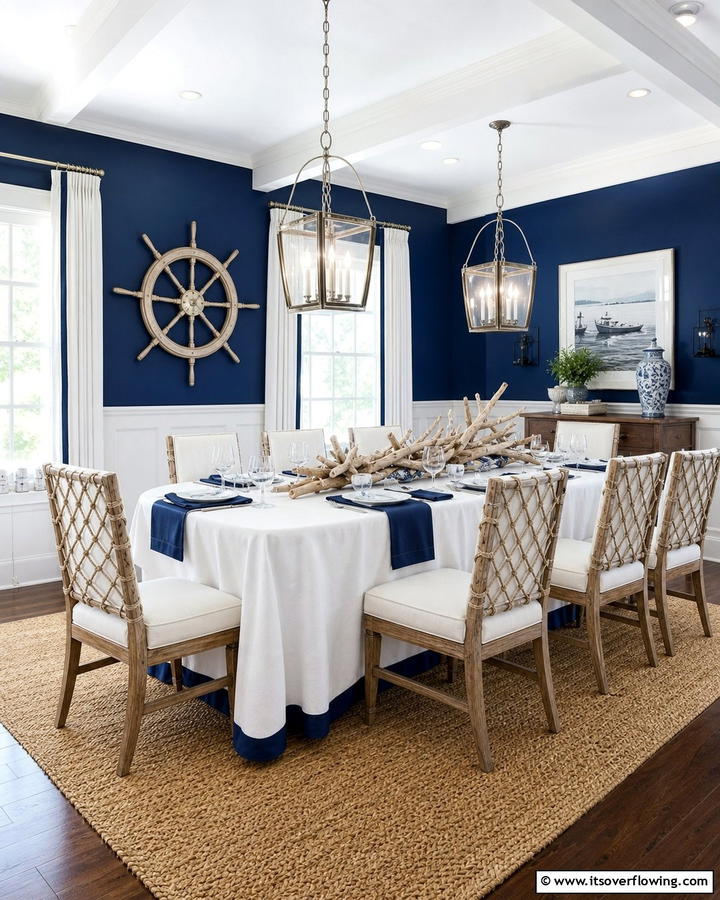 Nautical Blue Elegance - 21 Blue Dining Room Ideas for Calm Entertaining Spaces