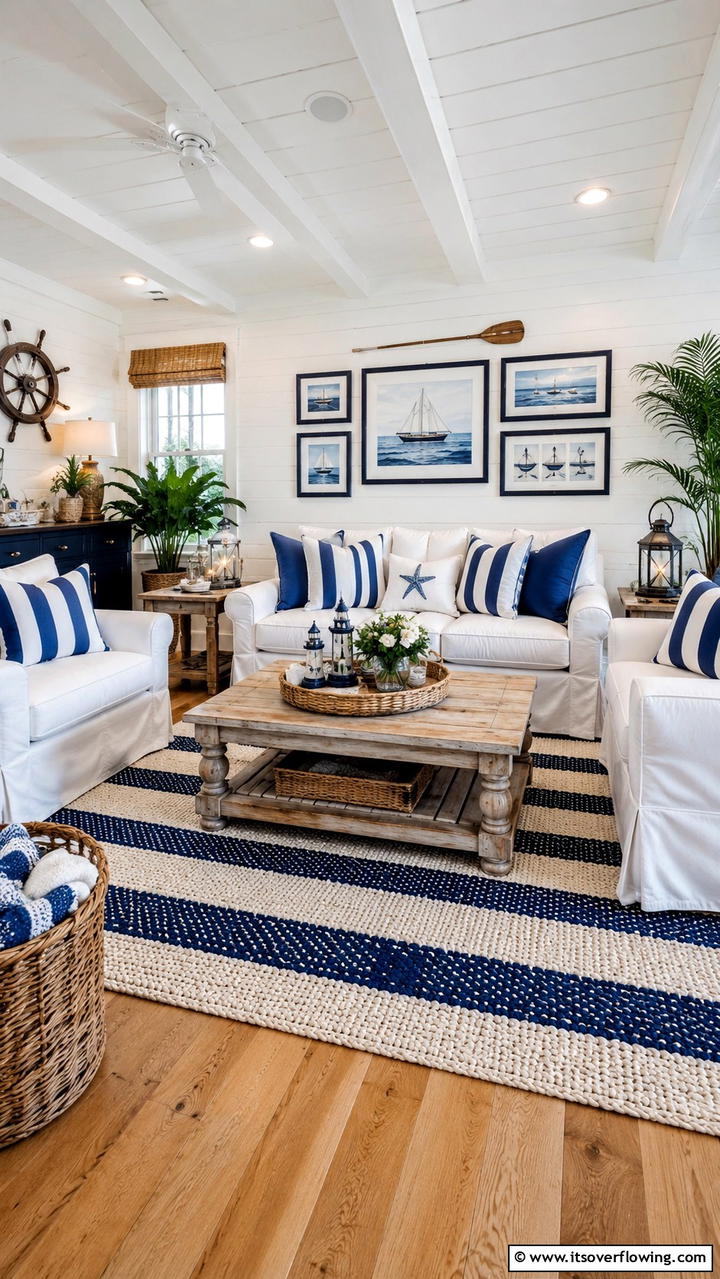 Nautical Blue and White Accents - 30 Blue and White Decor Ideas for a Fresh and Serene Home Style