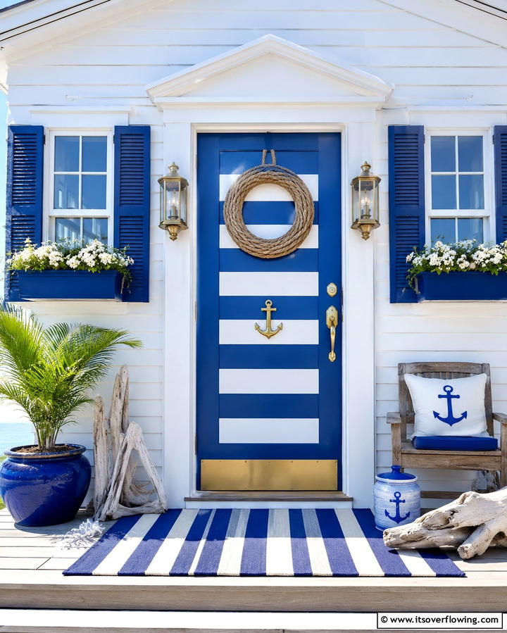 Nautical Blue and White - 25 Door Painting Ideas to Add Personality to Your Home