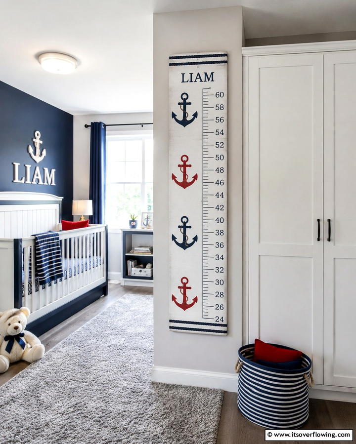 Nautical Growth ChartOne - 25 Nautical Nursery Ideas for a Coastal Vibe